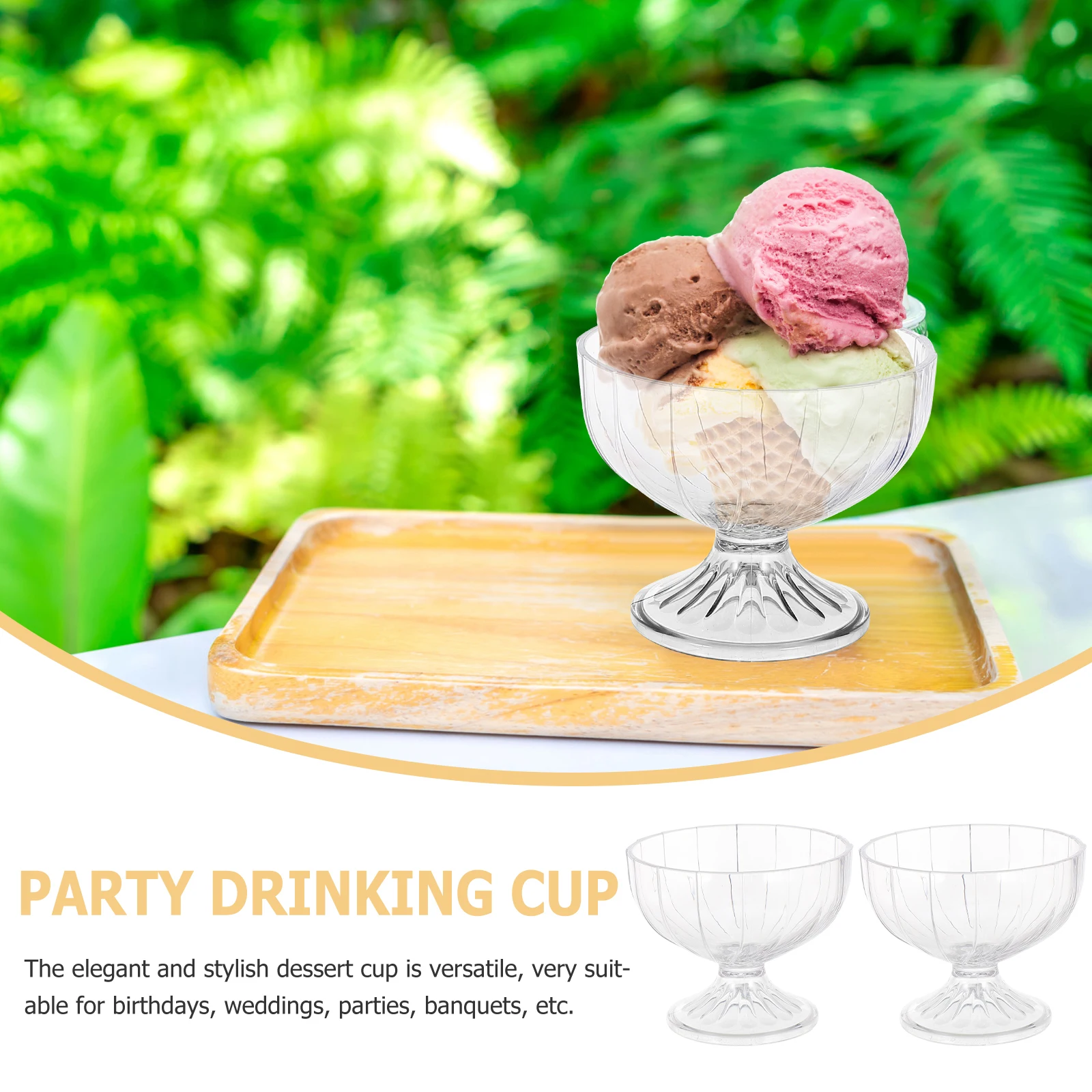 

2 Pcs Ice Cream Cup Mousse Cups for Dessert Plastic Mini Pudding Small Bowl Clear Desserts