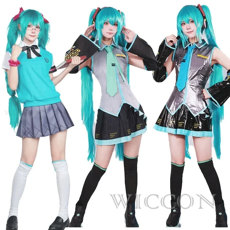 Mikuo anime cosplay costume wig shoes headwear Carnaval unisex decor Halloween party diva outfit Women Men