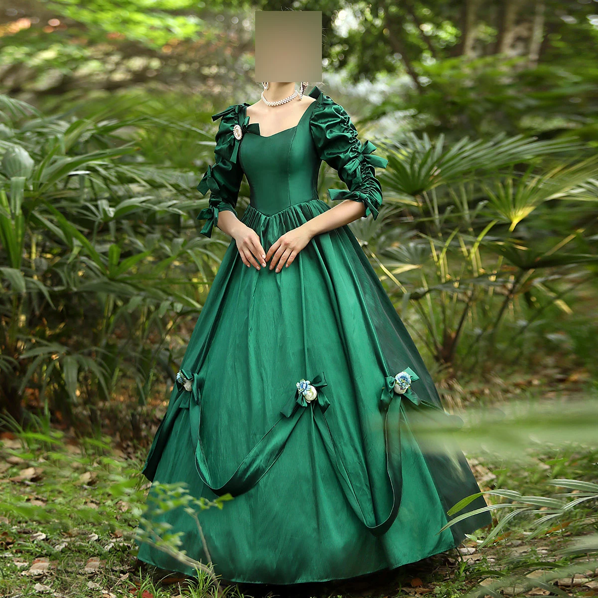 

Green Medieval Marie Women Evening Dresses Elegant Renaissance Victorian Prom Masquerade Theater Party Gowns Formal Occasion