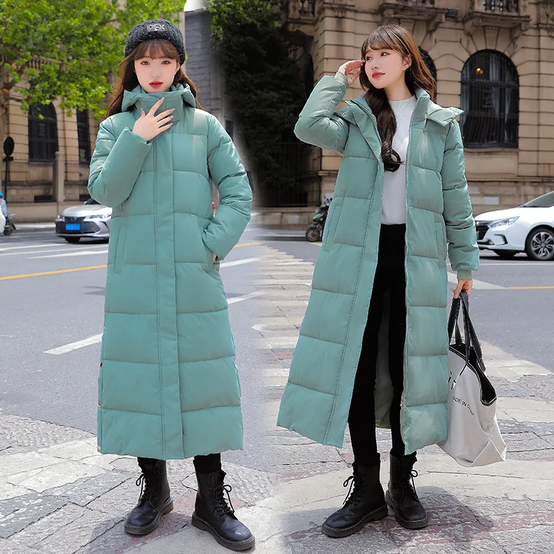 Winter Loose Thicken Warm Parkas Women Casual Commute Long Sustans Coats Solid Colors Zipper Big Pocket BF Down Jacket Overcoats