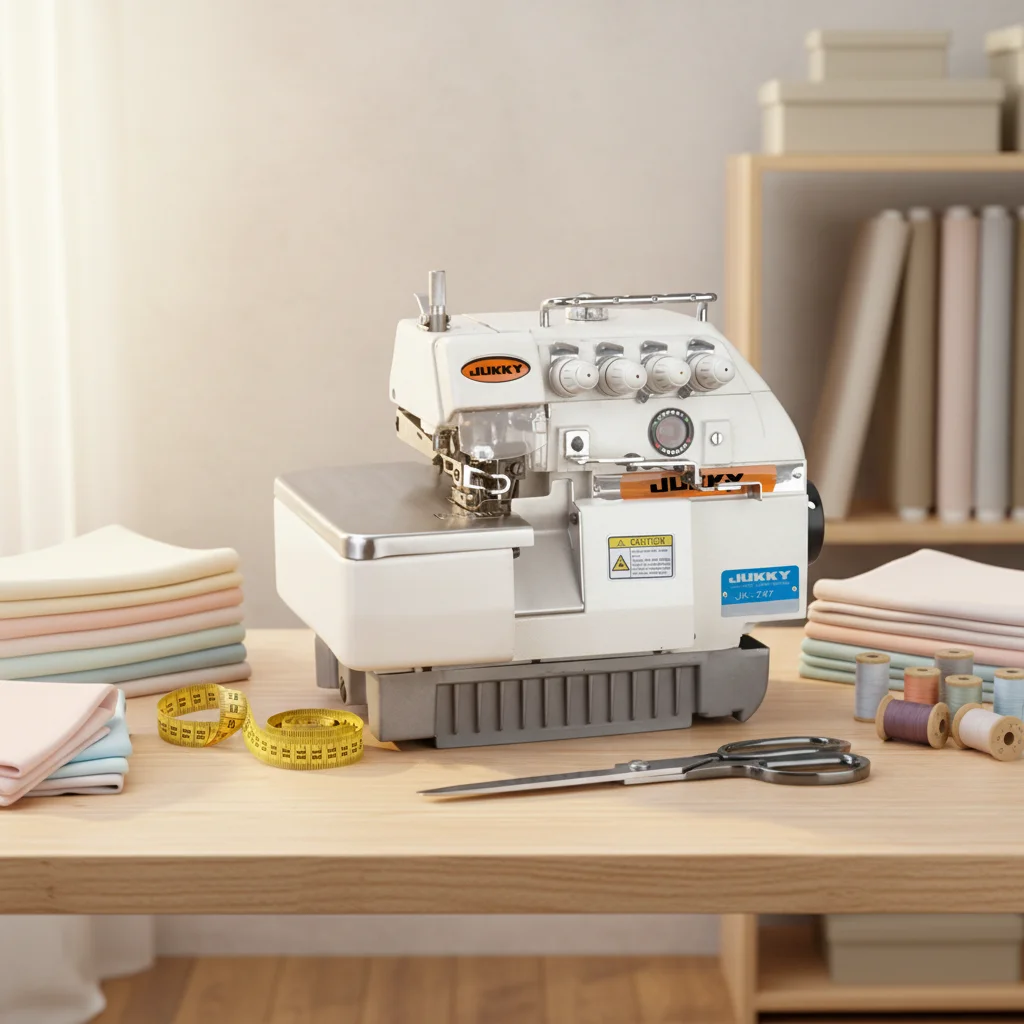 JUKKY Good Price JK747 Double Head Manual 4 Threads High-Speed Industrial Maquina Automatic Overlock Sewing Machine with Table