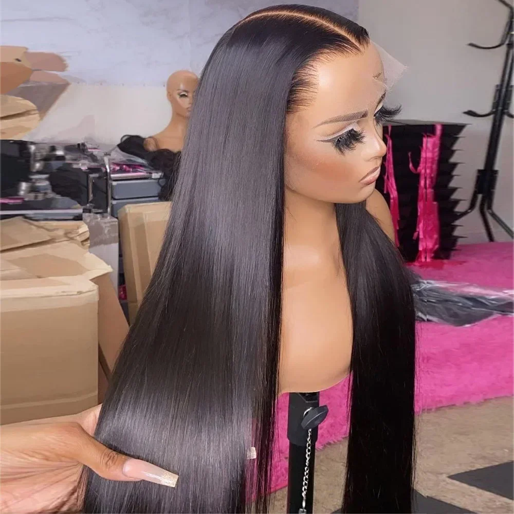 Perruque Lace Front Wig sans colle naturelle lisse, 30 pouces, HD, 13x6, 4x4, 6x6, pour femmes, liquimanquer, en vente