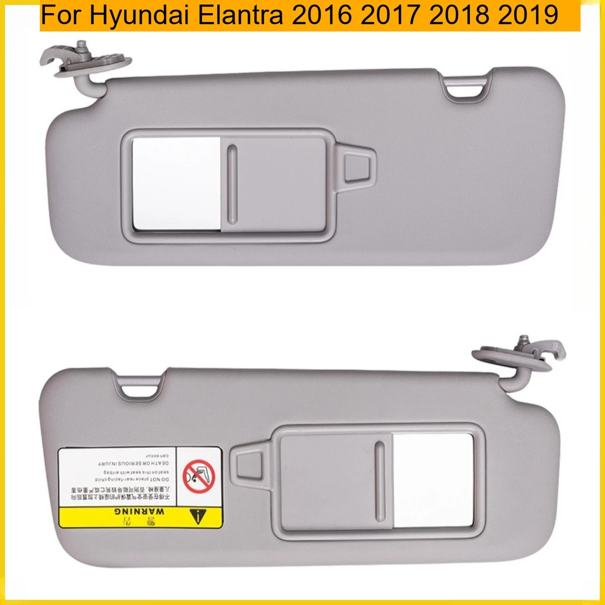 For Hyundai Elantra 2016 2017 2018 2019 Car Inner Front Gear Sun Visor, Left and Right Gray Beige Sun Visor 85210-F0100TTX