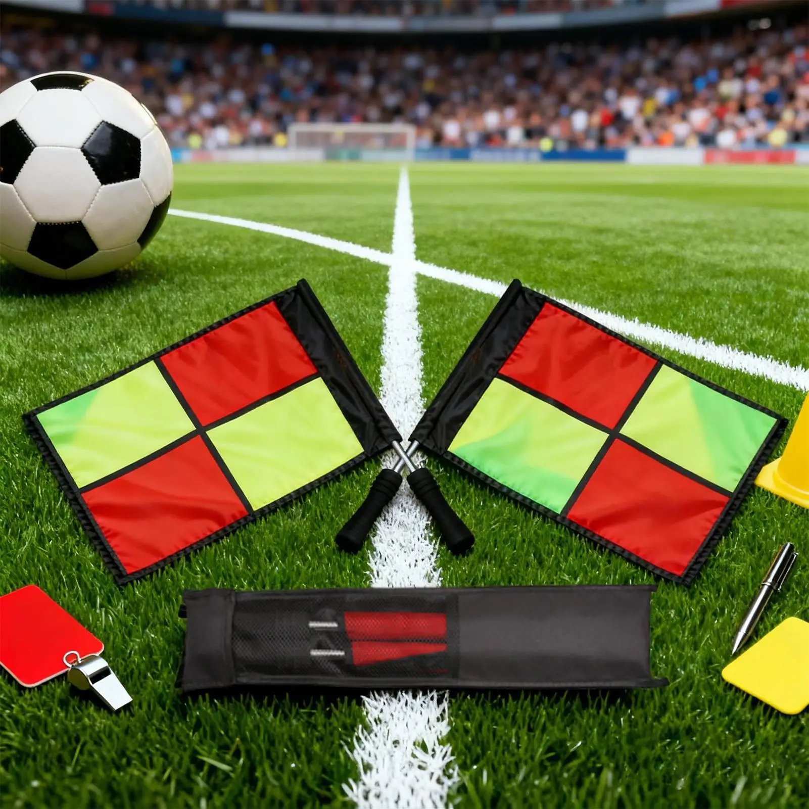 High Visibility Soccer Referee Flags Non-Slip Grip Football Linesman Flags For Sports Match Training School Tournament Stadium view 3