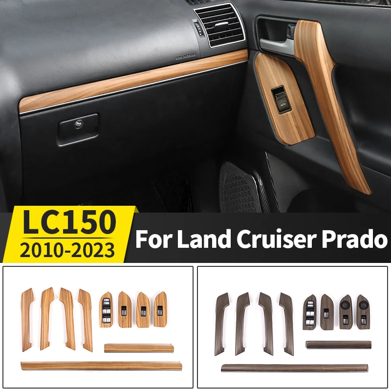 For Toyota 2010-2023 Land Cruiser Prado 150 LC150 Wood Grain Door Handle Armrest Interior Upgrade Accessories Replacement Parts