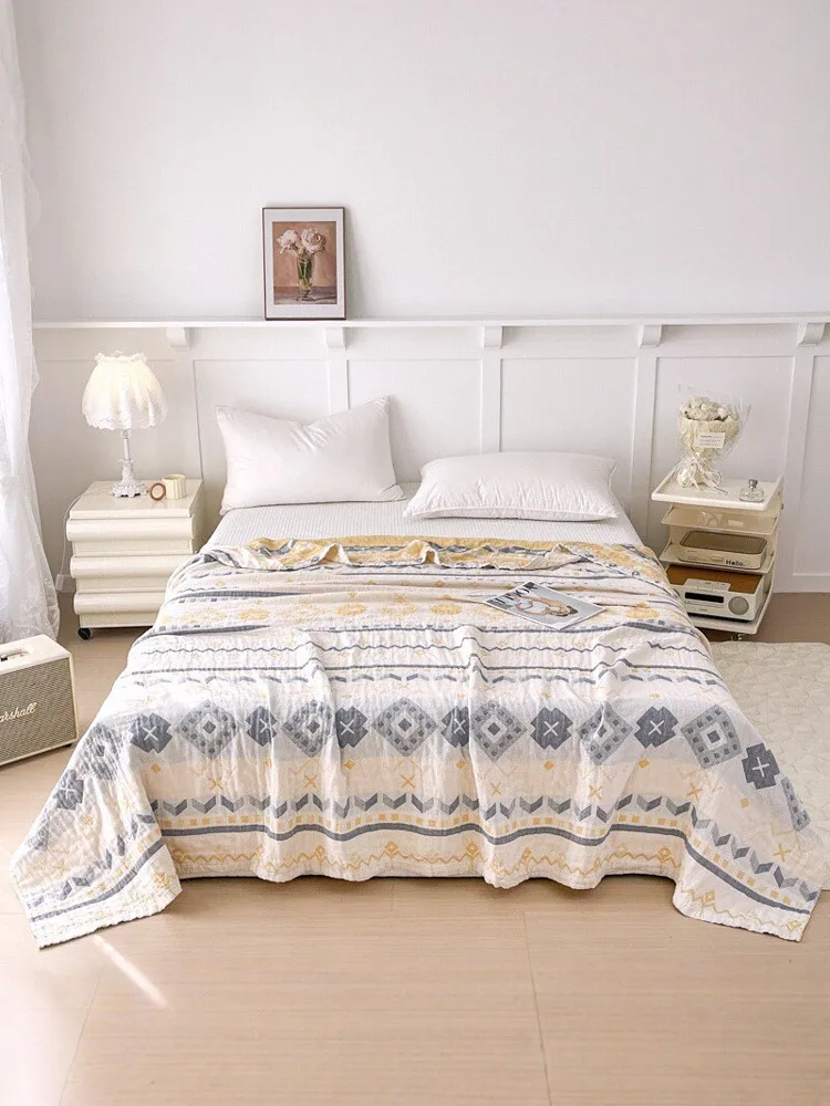 

Легкое дышащее одеяло-покрывало из чистого хлопка для взрослых, летнее, многослойное, для дивана, машинная стирка