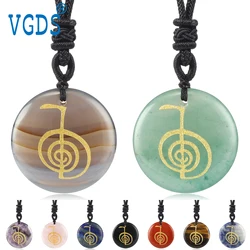 Hot Natural Crystal Quartz Cho Ku Rei Reiki Energy Symbol Pendant Ancient Spiritual Healing Necklaces Pendants Women Man Jewelry