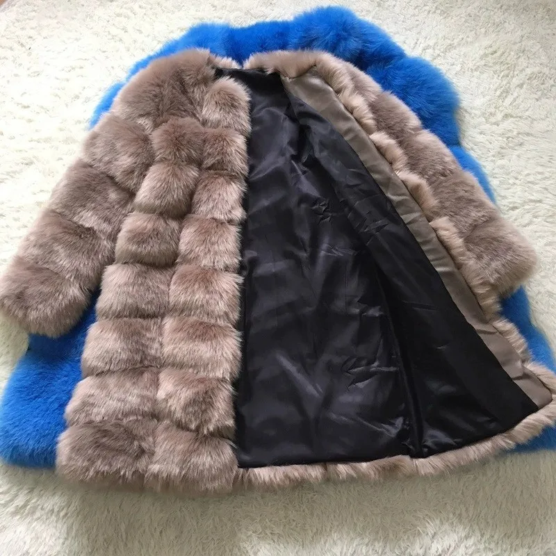 New Winter Female Fake Fox Fur Coat Winter Warm White Black Gray Fur Jacket