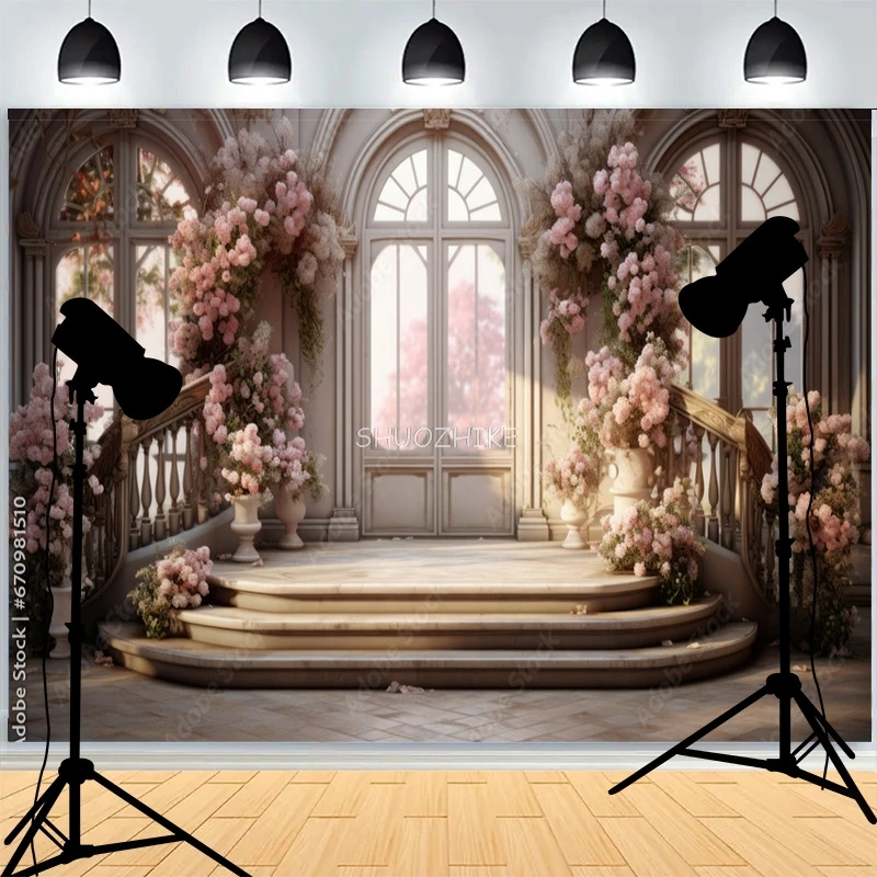 Christmas Day Wreach Snowflake Photography Backdrops Front Door Winter New Year Cottage Living Room Decoration Background DD-09