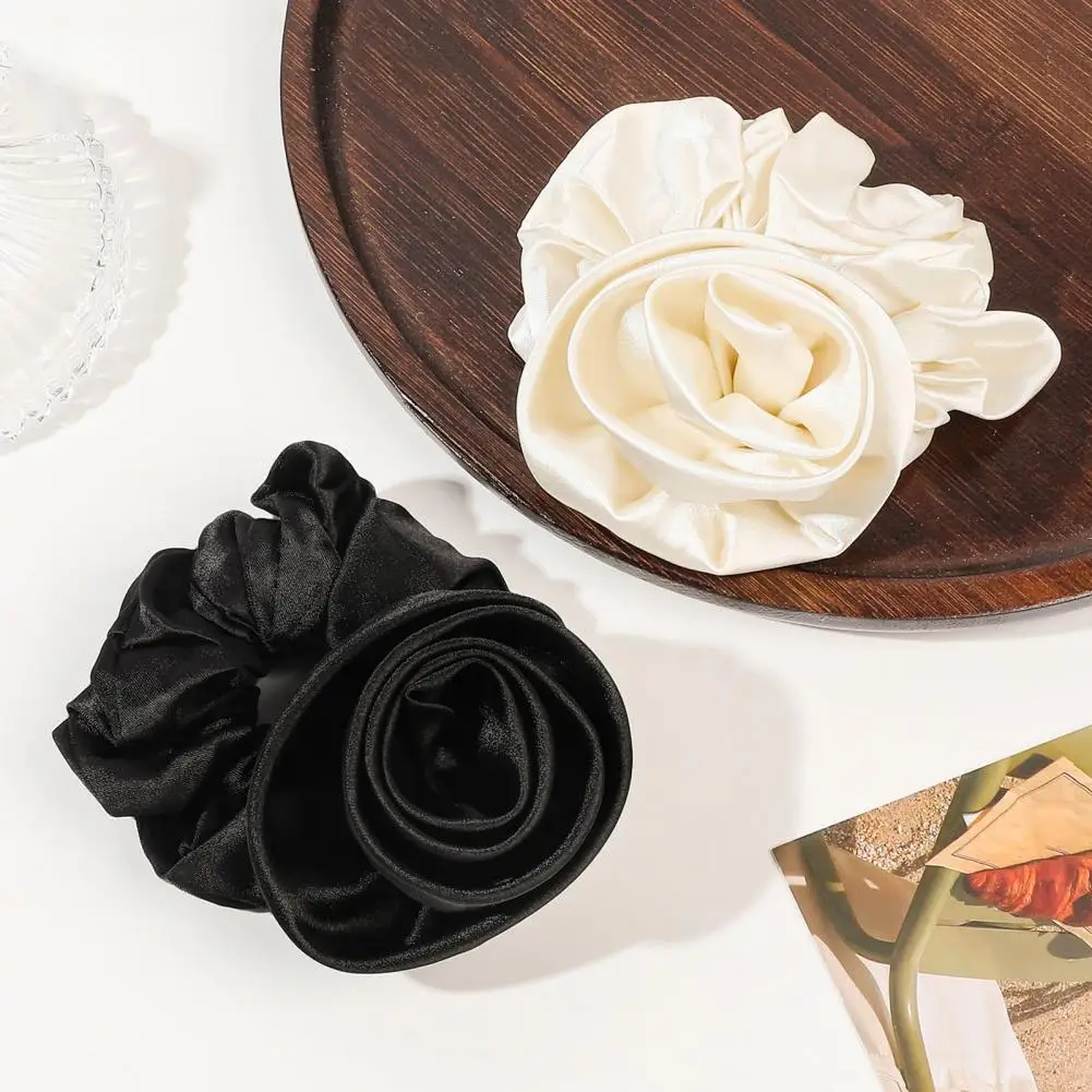 Rose Flower Decor Hair Rope Accessories Large Elastic Hair Tie Rose Rubber Hair Band Women Horsetail Holder Веревка Для Волос