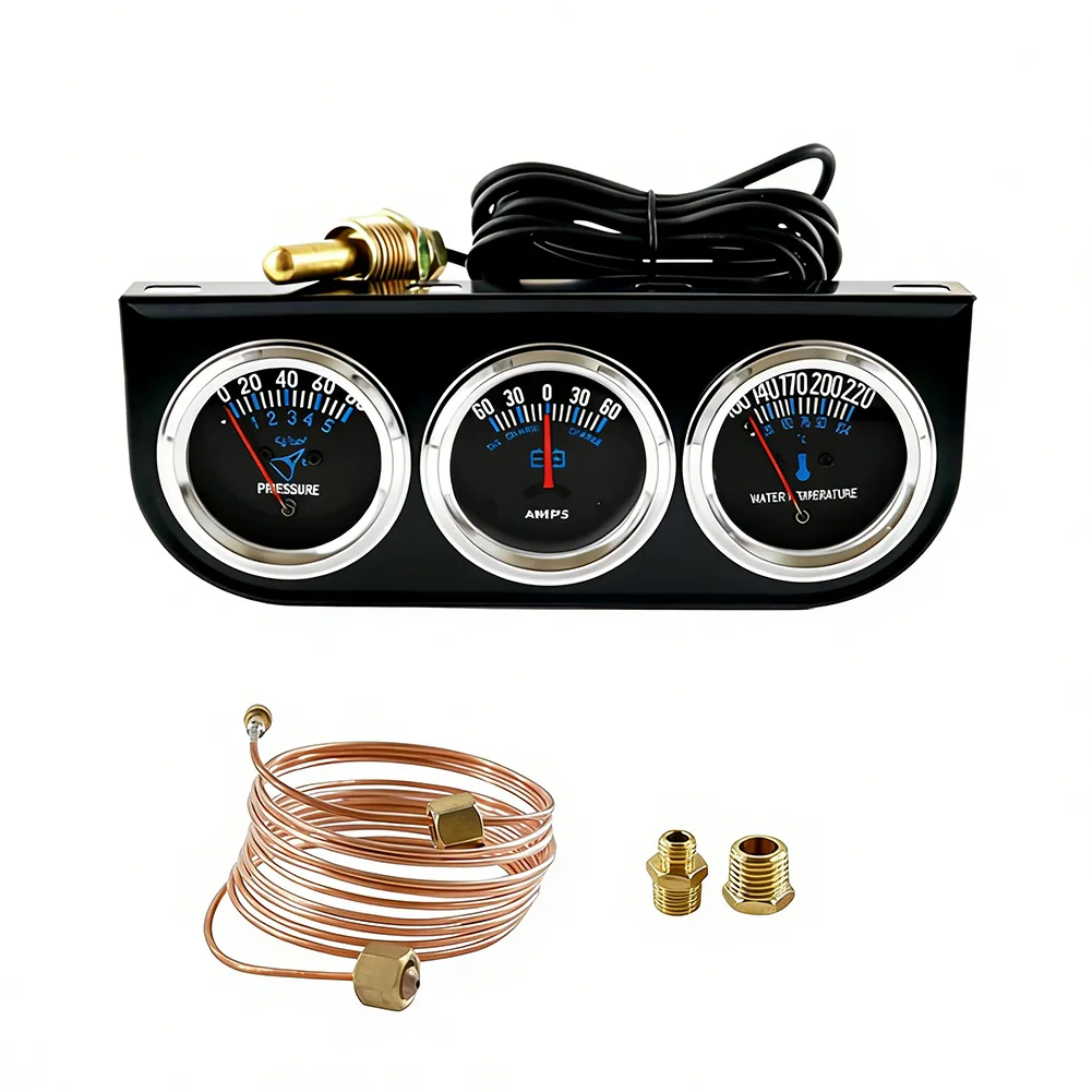 Pressure Meter Triple Gauge Cluster For Off-roading Water Temperature Precision Sensing For Construction Vehicles
