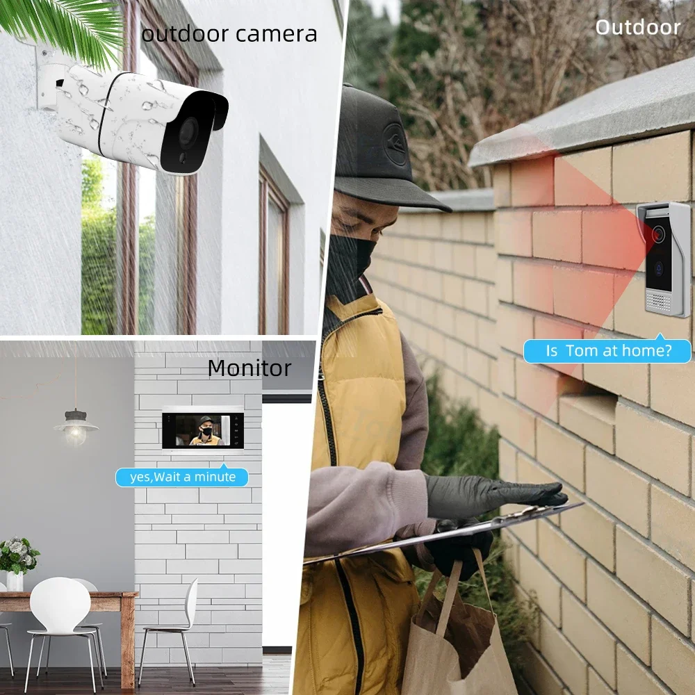 720P Tuya Smart WIFI Wireless Video intercom For Home 7 Inch Monitor Doorbell Video Door Phone With Camera Outdoor System