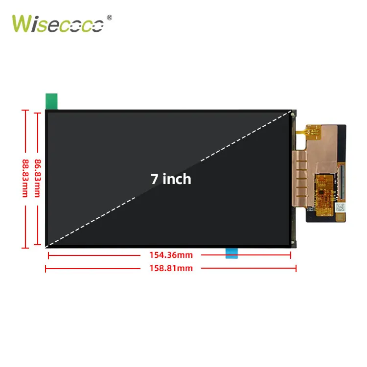 Wisecoco Medical Device Screen Solution 7 Inch Tft Fhd Lcd Landscape by Default Adjustable Brightness MIPI 1080P Screen Module