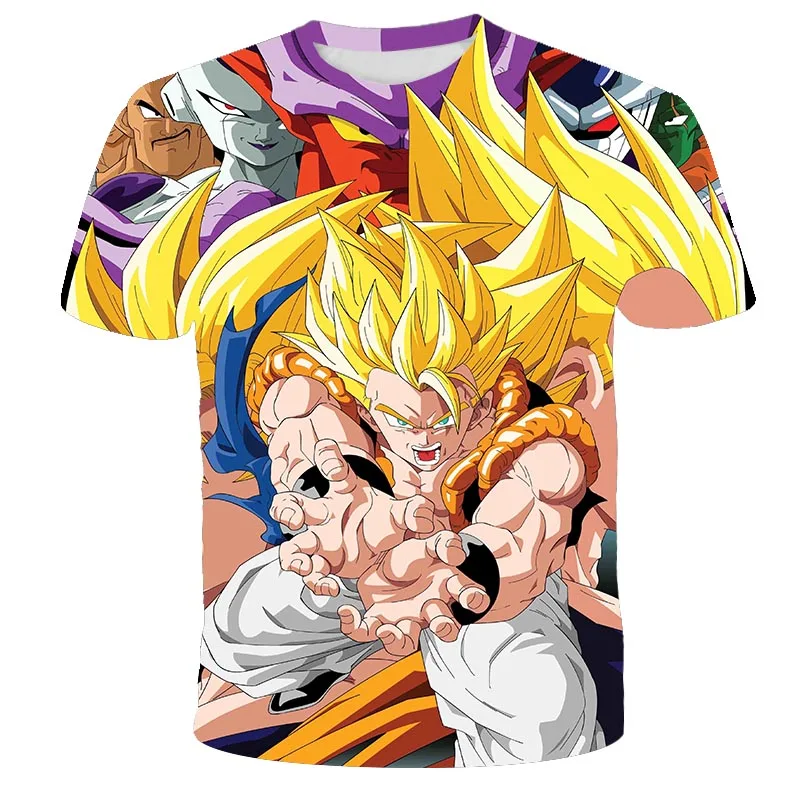 2026 Sommer Dragon Ball Übergroßes T-Shirt Hochwertige 3D-Druck Gogeta Super Saiyan & Schurken Grafik Unisex Retro Erwachsene Kinder