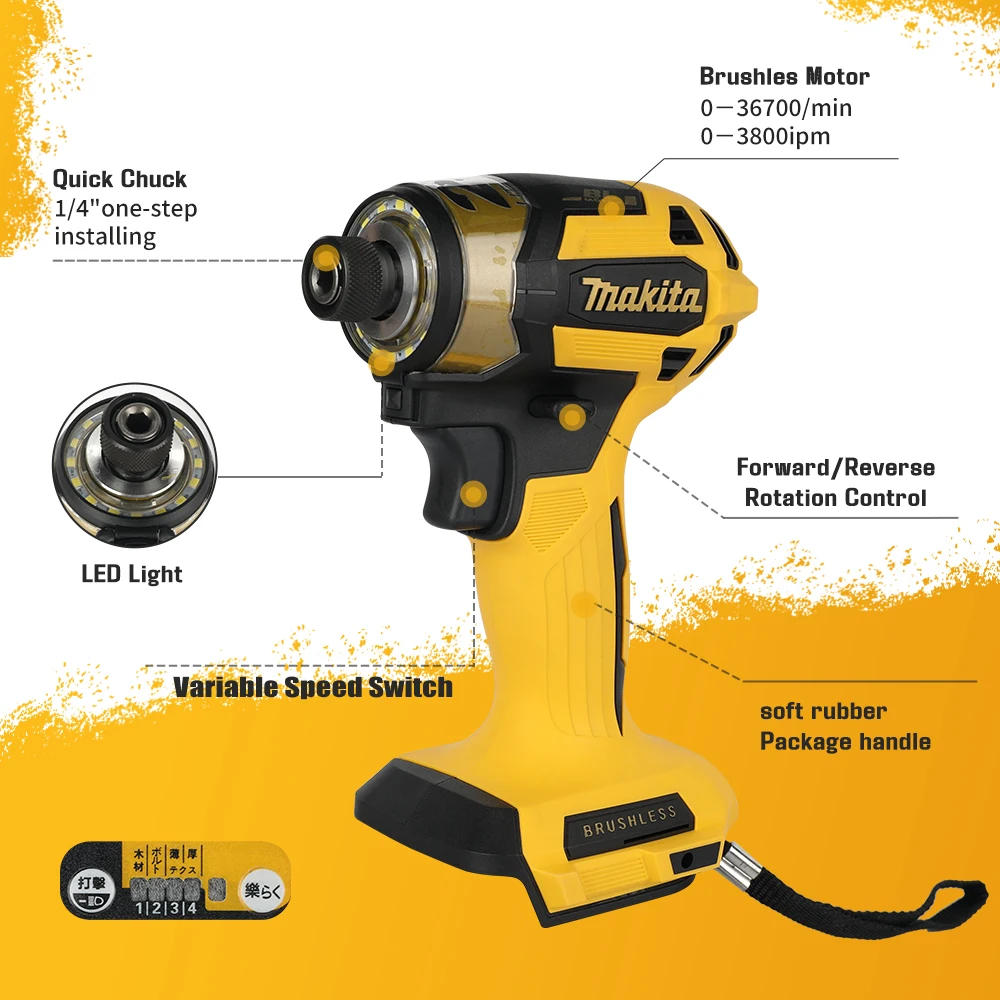 For Makita 18v Battery Pins DTD173 Commemorative Edition Rechargeable Impact Screwdriver, Electric Drill, Electric Screwdriver image 4