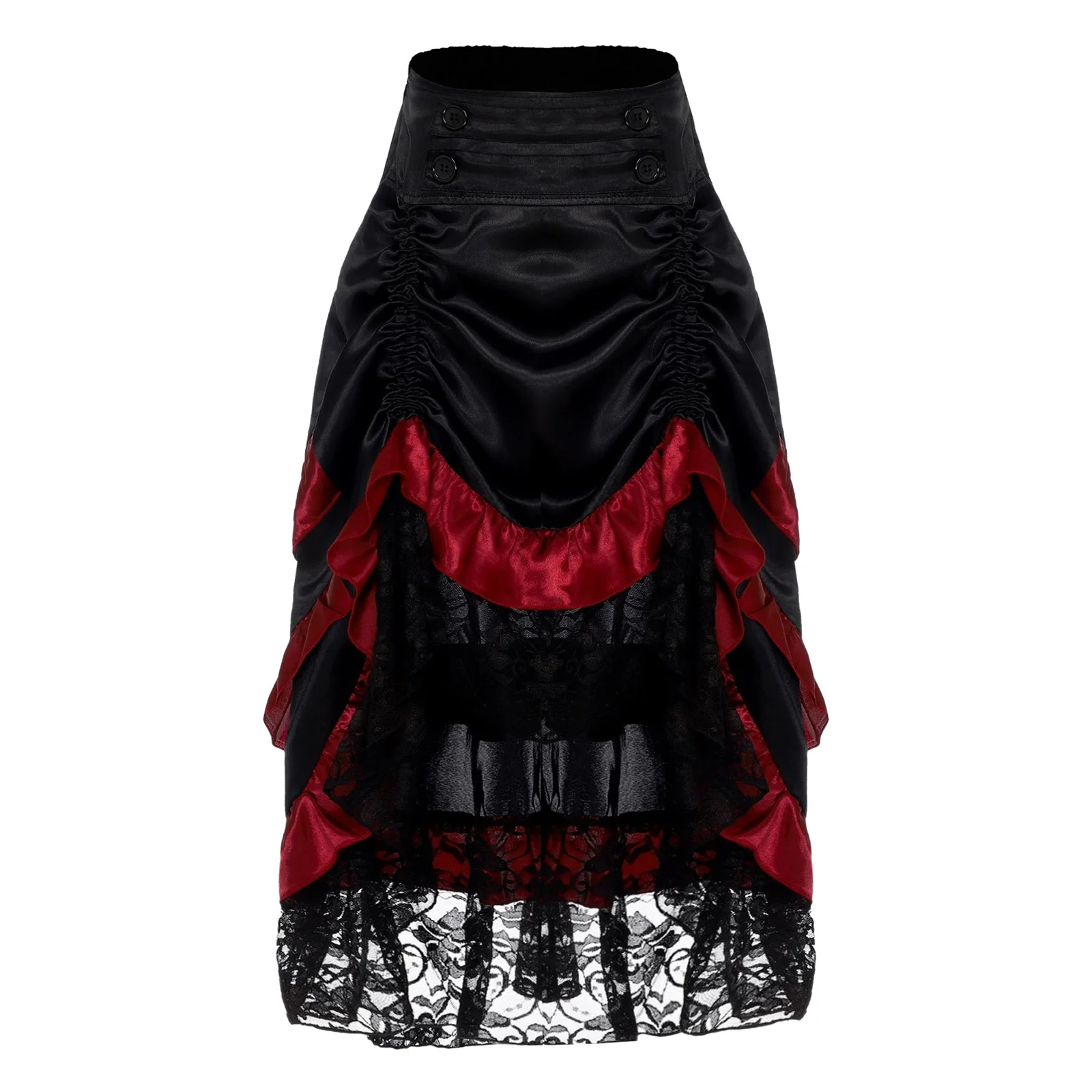 

Kids Girls Medieval Victorian Skirt Lolita Skirts High Waist Ruched Flounce Lace Tiered Ruffle Skirt Halloween Cosplay Costumes
