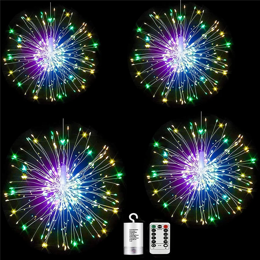 2024 Nieuwjaar Kerst Decoratie String Lights 8 Modi Outdoor Slingers Exploderende Ster Vuurwerk Kerstverlichting Voor Feesttuin