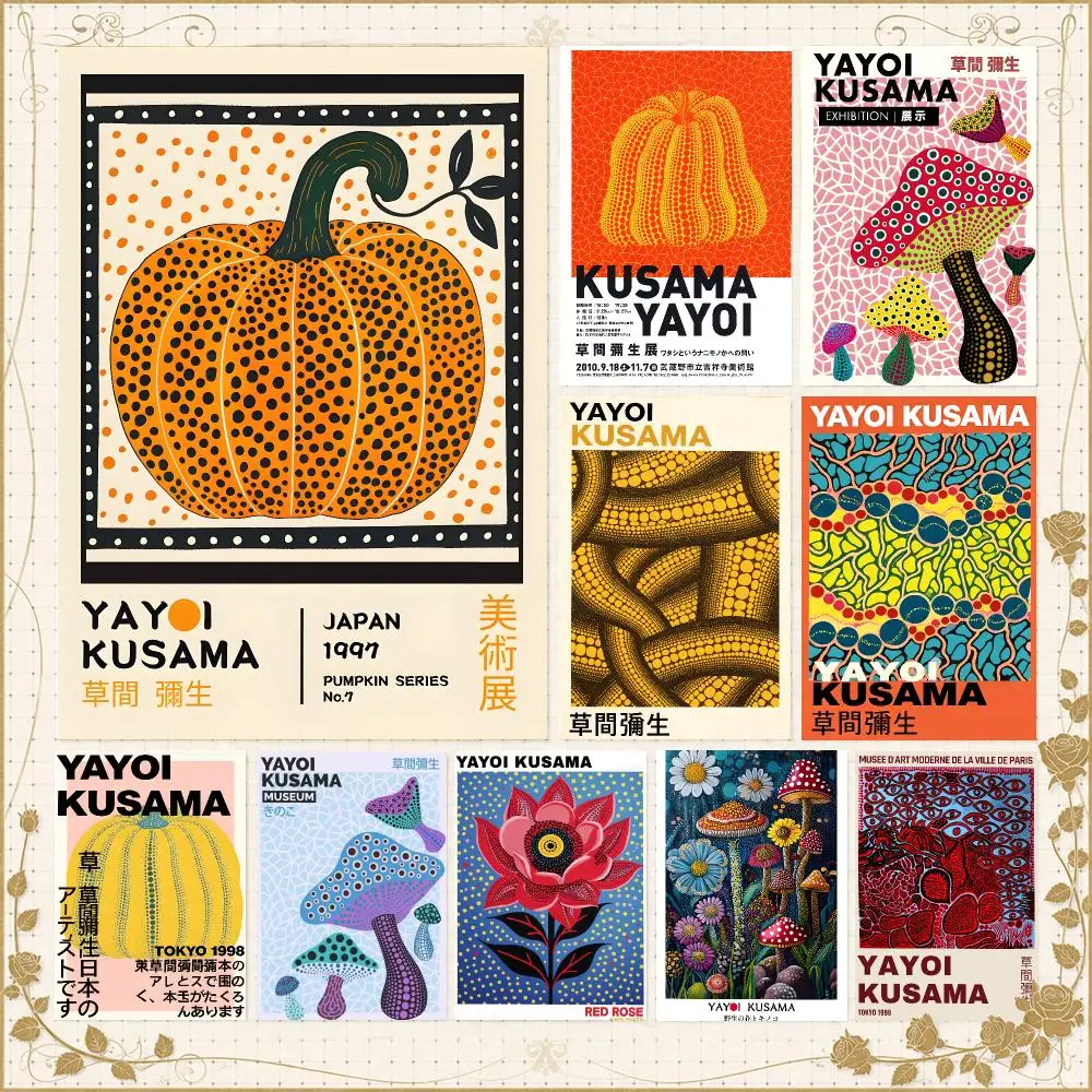 Artist Y-Yayoi Kusama Polka Dot Art Poster Wall Art Bedroom Living Room Dorm Bar Cafe Gym Studio Home Decor Gifts