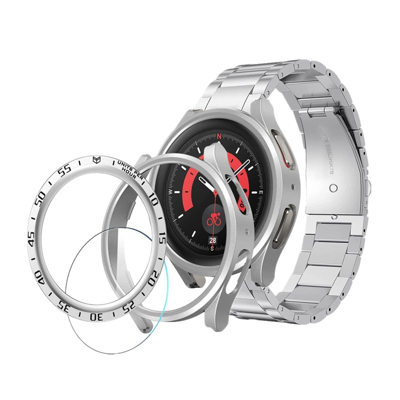 

Ремешок + Корпус + кольцо-рамка + закаленное стекло для Samsung Galaxy Watch 5 Pro 45 мм Защитная пленка для экрана Galaxy Watch 5 Pro Аксессуары