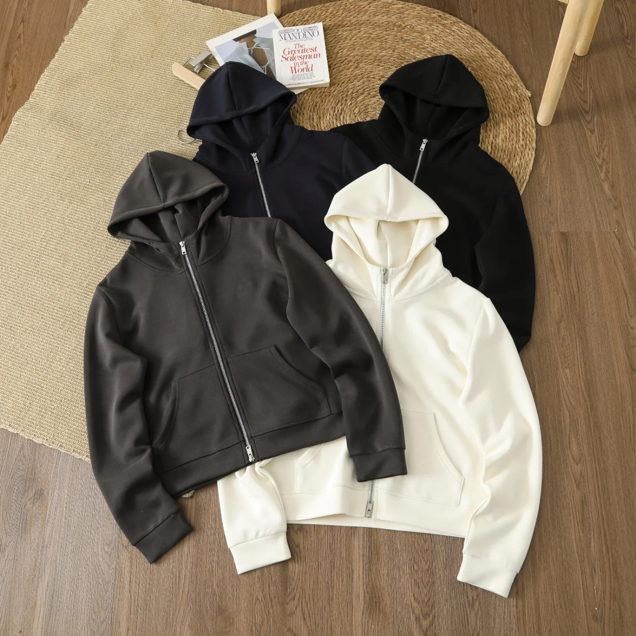 

WMXZ Spring 2026 Women's Casual Long Sve Hooded Dstring Sportswear Versatile Loose Fit Coat Cotton Polyester Lyocell Blend