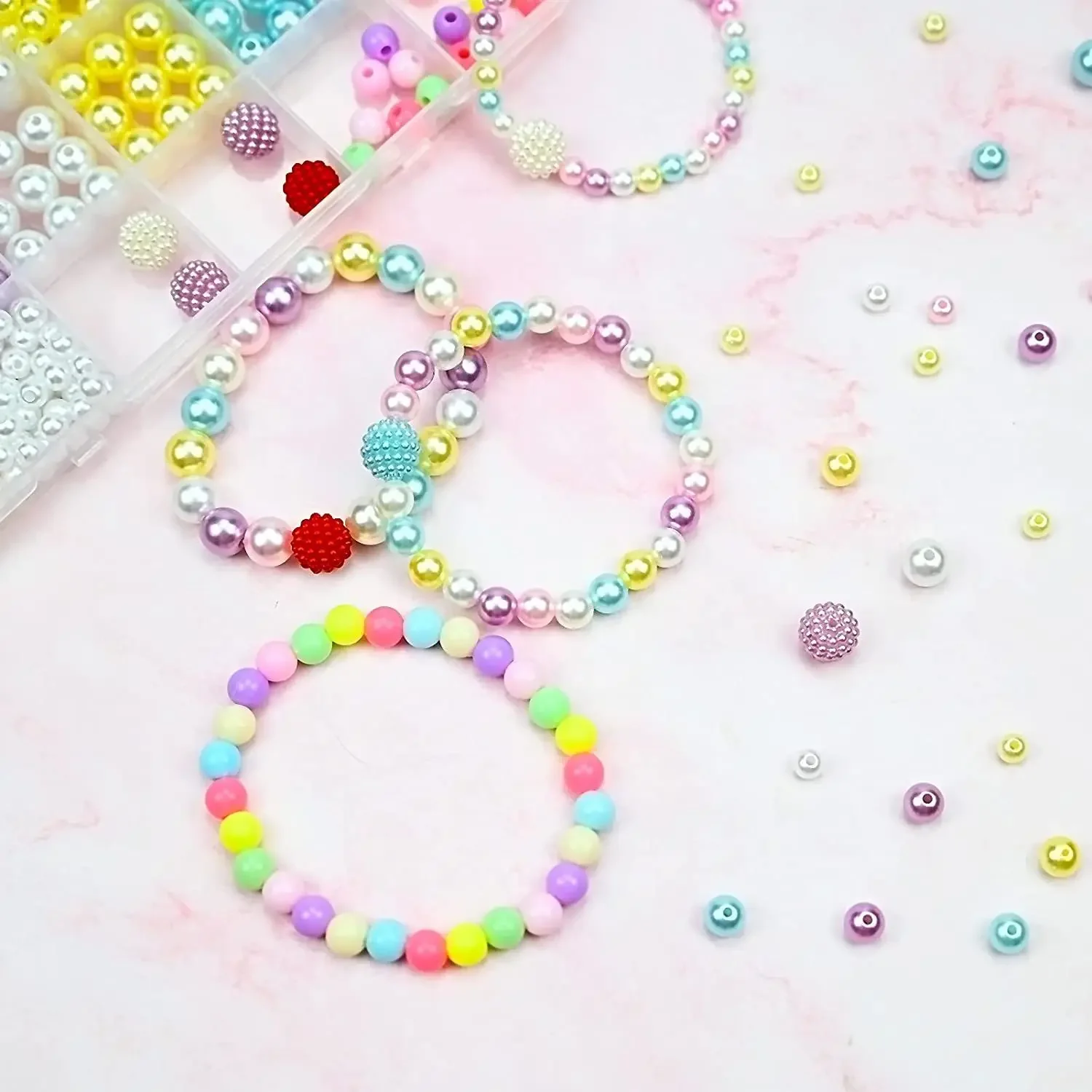 24-cell candy color straight hole imitation pearl ABS macaroon beads DIY necklace beads bracelet kit