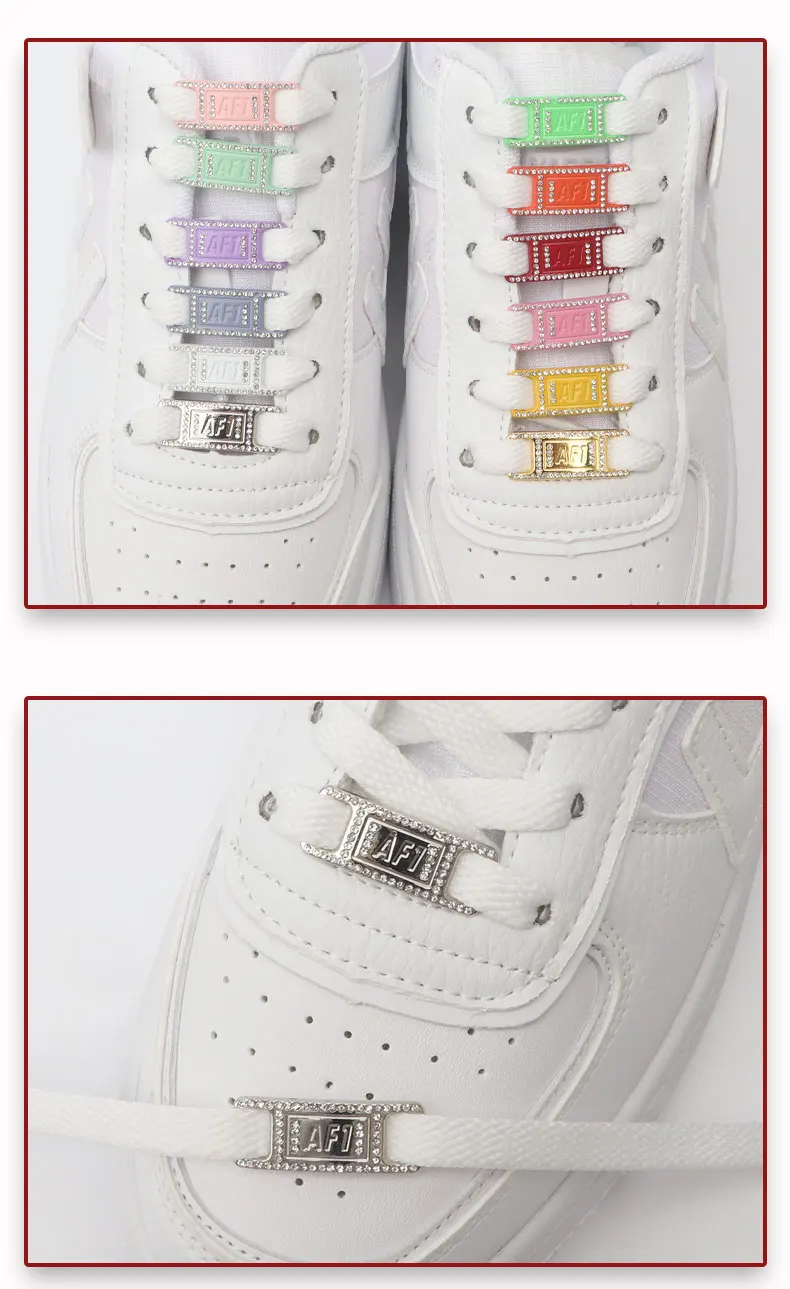 Diamant-Schuhdekorationen Schnürsenkel Metall-Schnallen-Charms Luxus-Strass-Schuhzubehör Metall-Schnürsenkelschloss Sneaker 1 Paar – Detail 16