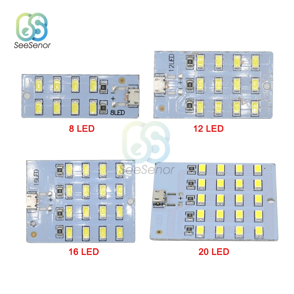 5730 smd 5V 430mA~470mA White Mirco USB 5730 LED Lighting Panel USB Mobile Light Emergency Light Night Light 8/12/16/20 LEDs