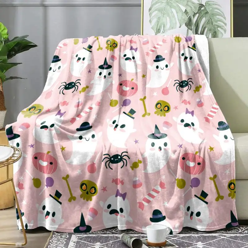 Halloween Rosa Nickerchen-Decke, Warme Weiche Flanell-Decke, Multifunktionale Dekorative Decken, Geschenke für die Feiertage – Detail 17