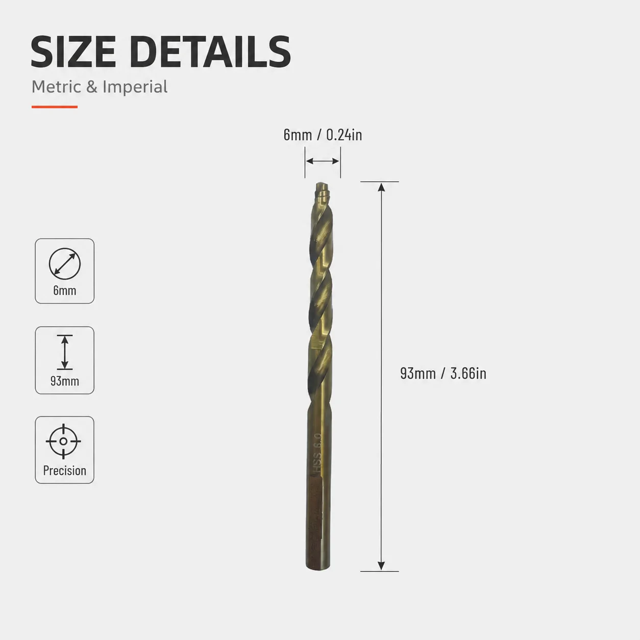 1Pcs Sharp Serrated Tip Twist Drill Bit 6mm HSS Titanium Coated Round‑Shank Drilling Bit for DIY Wood Soft Metal Working Repair