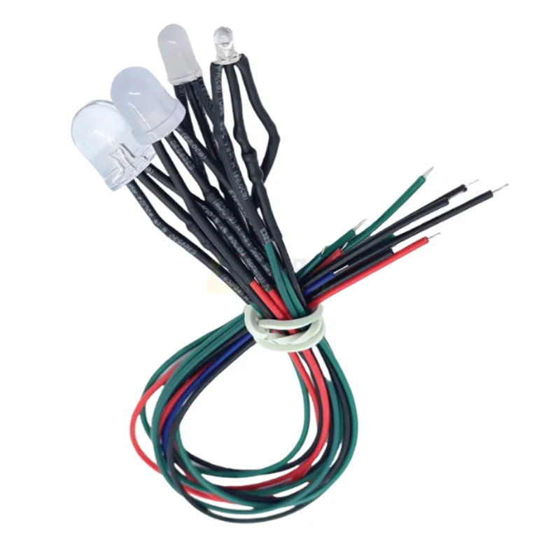 5pcs 3MM 5MM Dual-Color 12V LED Indicator Light with Leads 20CM  Common Anode and Common Cathode, Red, Green, Blue, Yellow