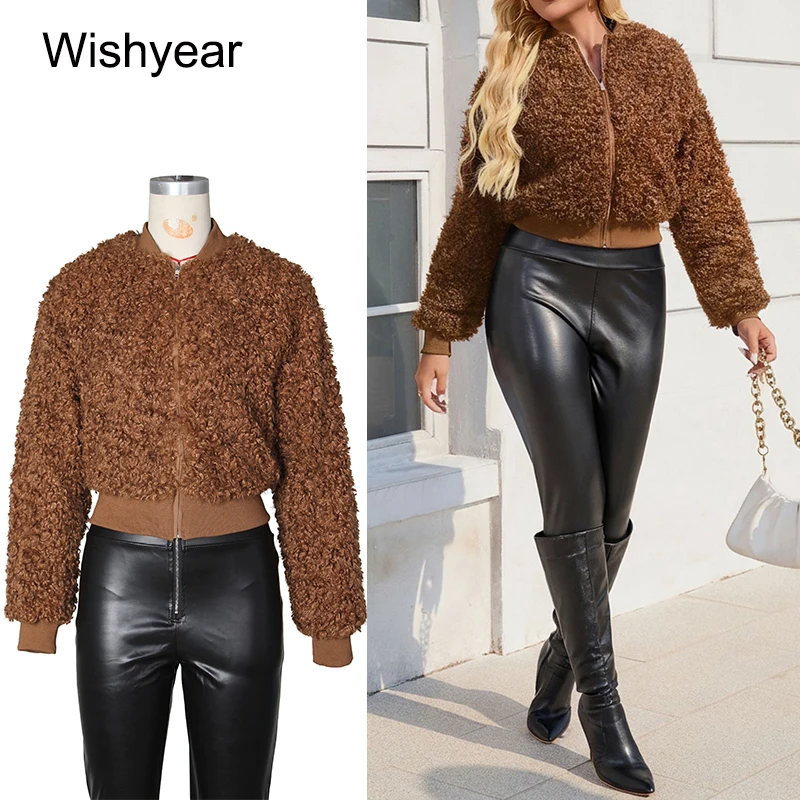 

Элегантное женское осенне-зимнее теплое толстое пальто на молнии, повседневная свободная бейсбольная куртка с рукавами-фонариками, женская уличная верхняя одежда