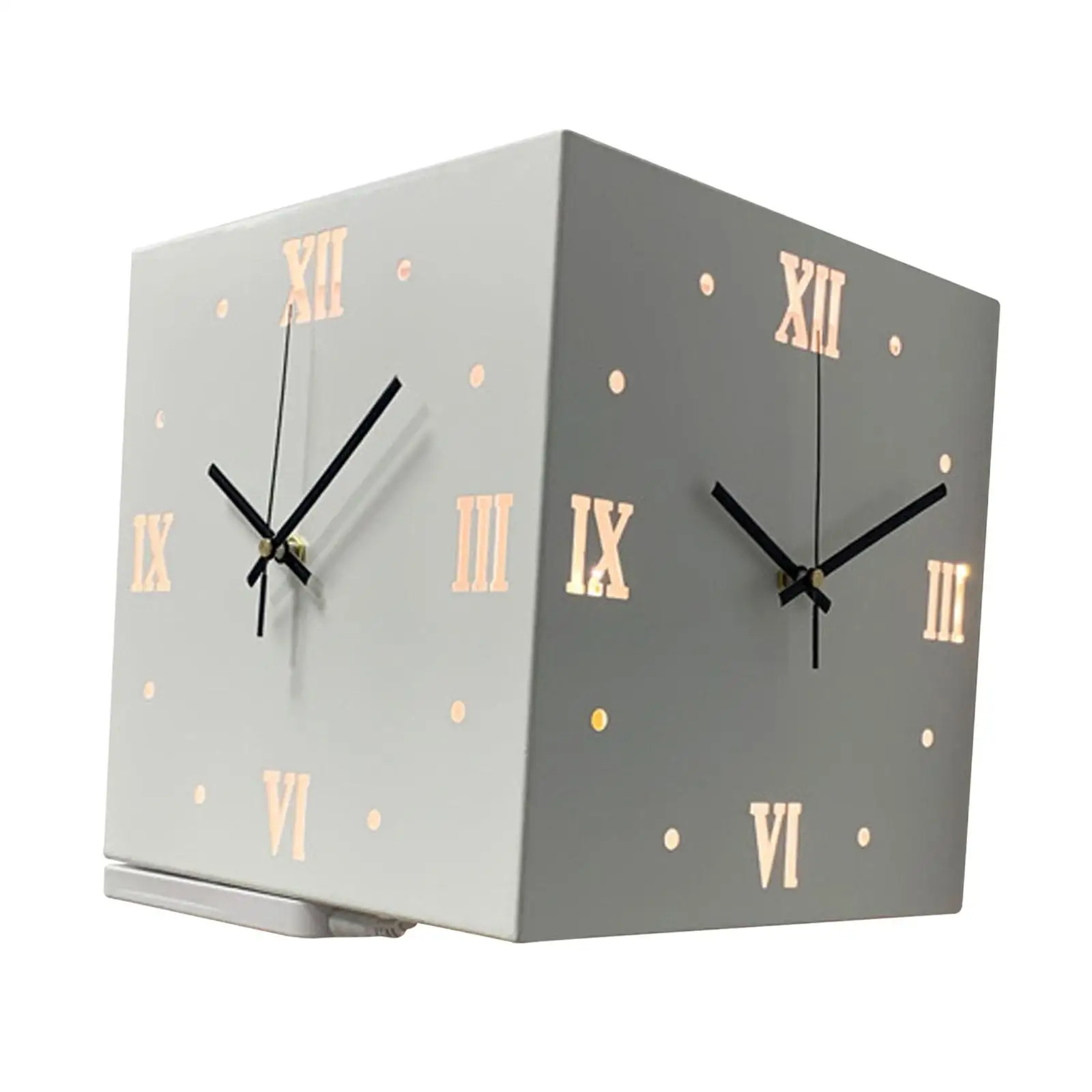 Square Corner Wall Clock Double Sided Design Silent Metal Construction Vintage Style Decor for Bedroom Office Lounge Farmhouse