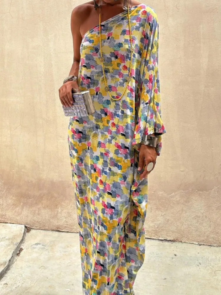 loose fitting boho dresses Summer Loose Fit Maxi Dress with Pockets
