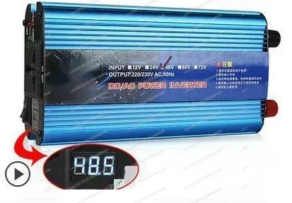 

2200 Вт, 12 В, 24 В, 36 В, 48 В, 60 В, 72 В до 220 В, модифицированный синусоидальный инвертор с USB-цифровым дисплеем, солнечный интеллектуальный инвертор для автомобиля