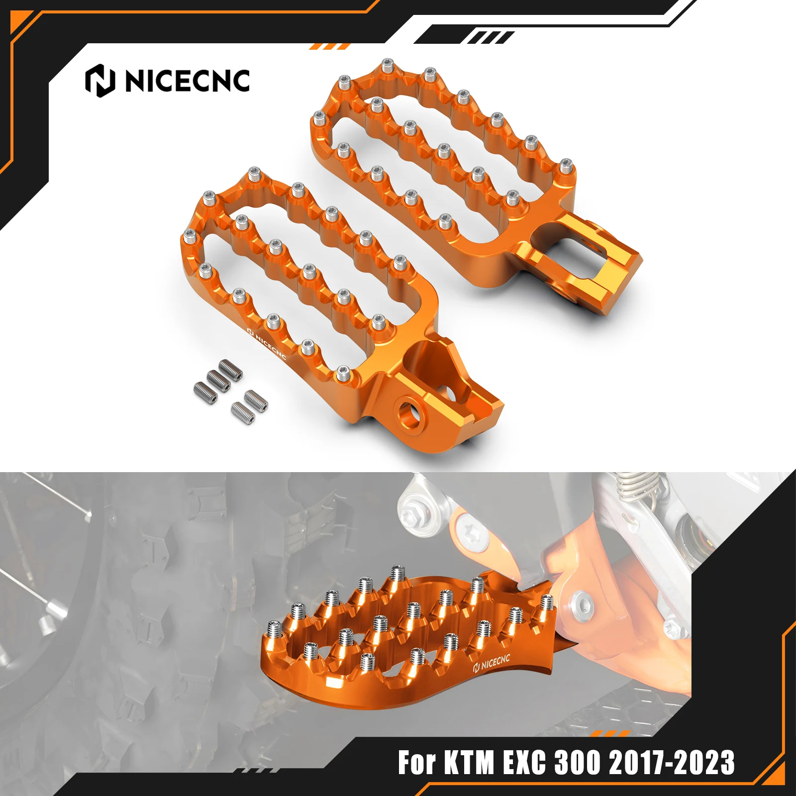 

NICECNC For KTM EXC 300 2017-2023 EXC 250 EXCF 350 EXC 450 500F Wide Foot Pegs Footrest SX 125 SXF 250 SXF 450 XC XCF 2017-2022