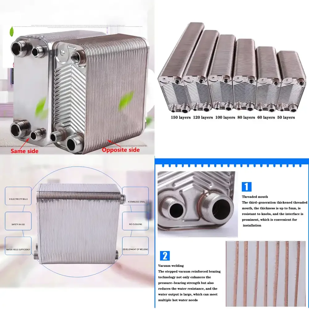 

Qwinn 2026-150 Plates 304stainless steel heat exchanger Brazed plate type water heater 120/100/80/60/50/38/32/24 Plates floor