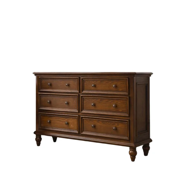 # Minimalist Stained 6 Drawers Solid Wood Dresser Bedroom Living Room Chest Of Drawers With Storage