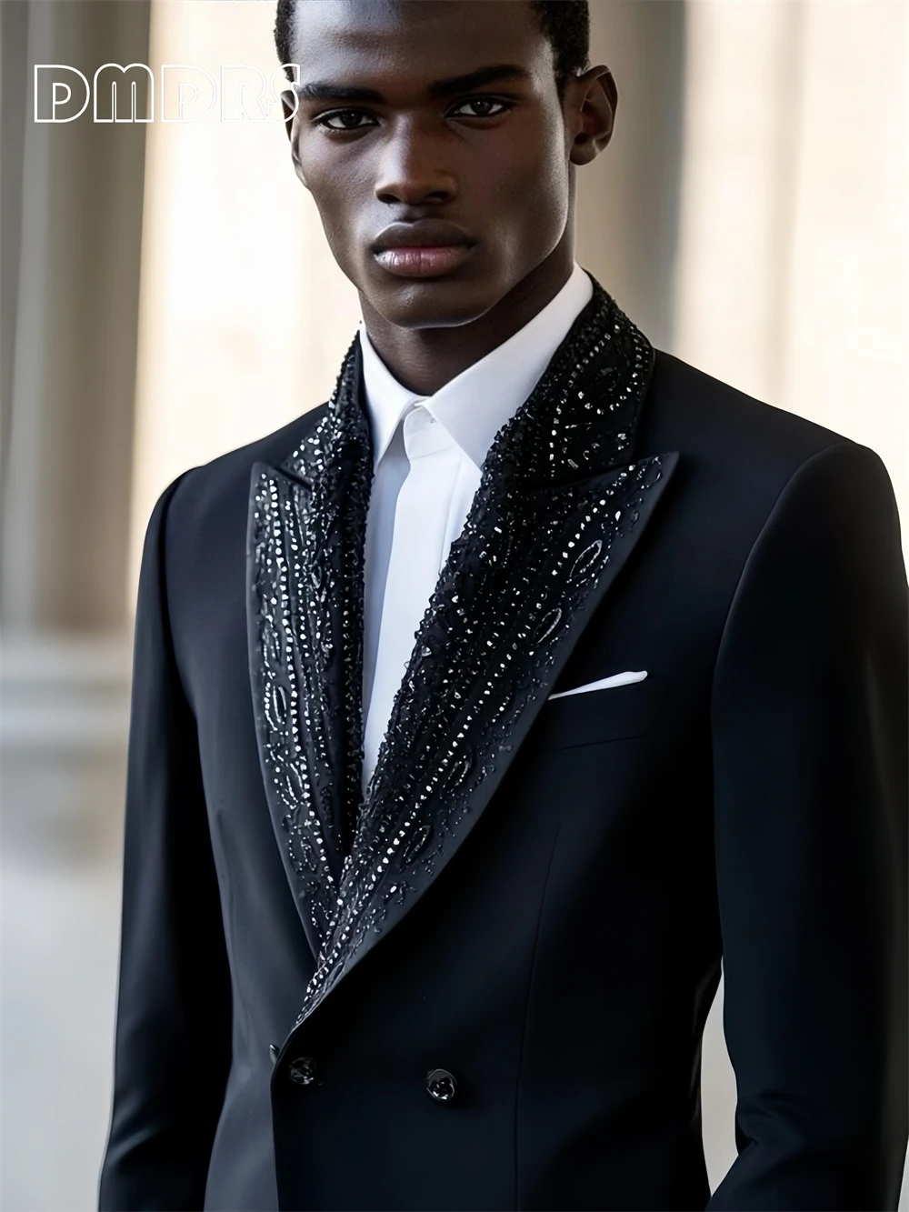 

DMDRS Handsewn Double Breasted Suit Jacket for Men, XXS-7XL Tailored Suit, Formal Evening Prom Outfit, High Quality Mens Tuxedo