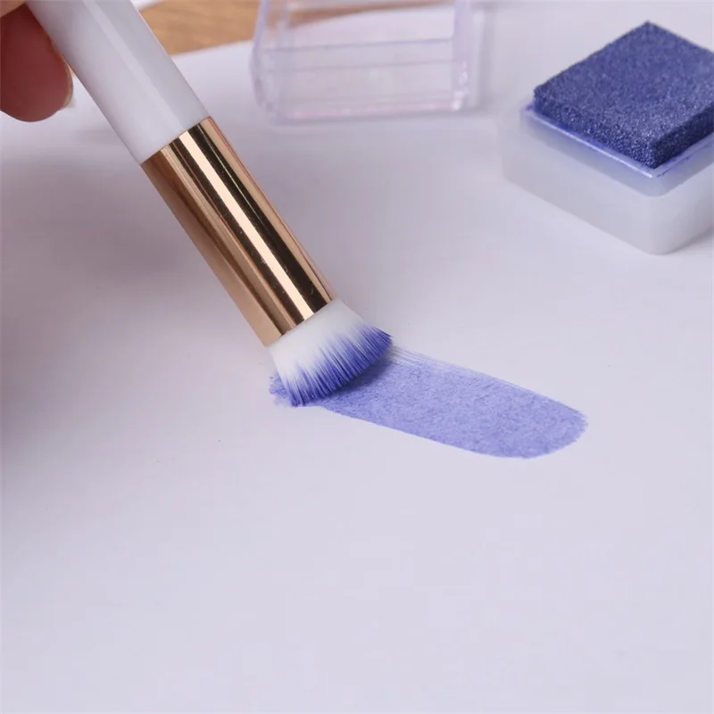 Smooth Mini Blending Brush and Container Slim Handle DIY Stamp Stencil Inking Detail Craft Project Silver Gold Gold/Silver Color