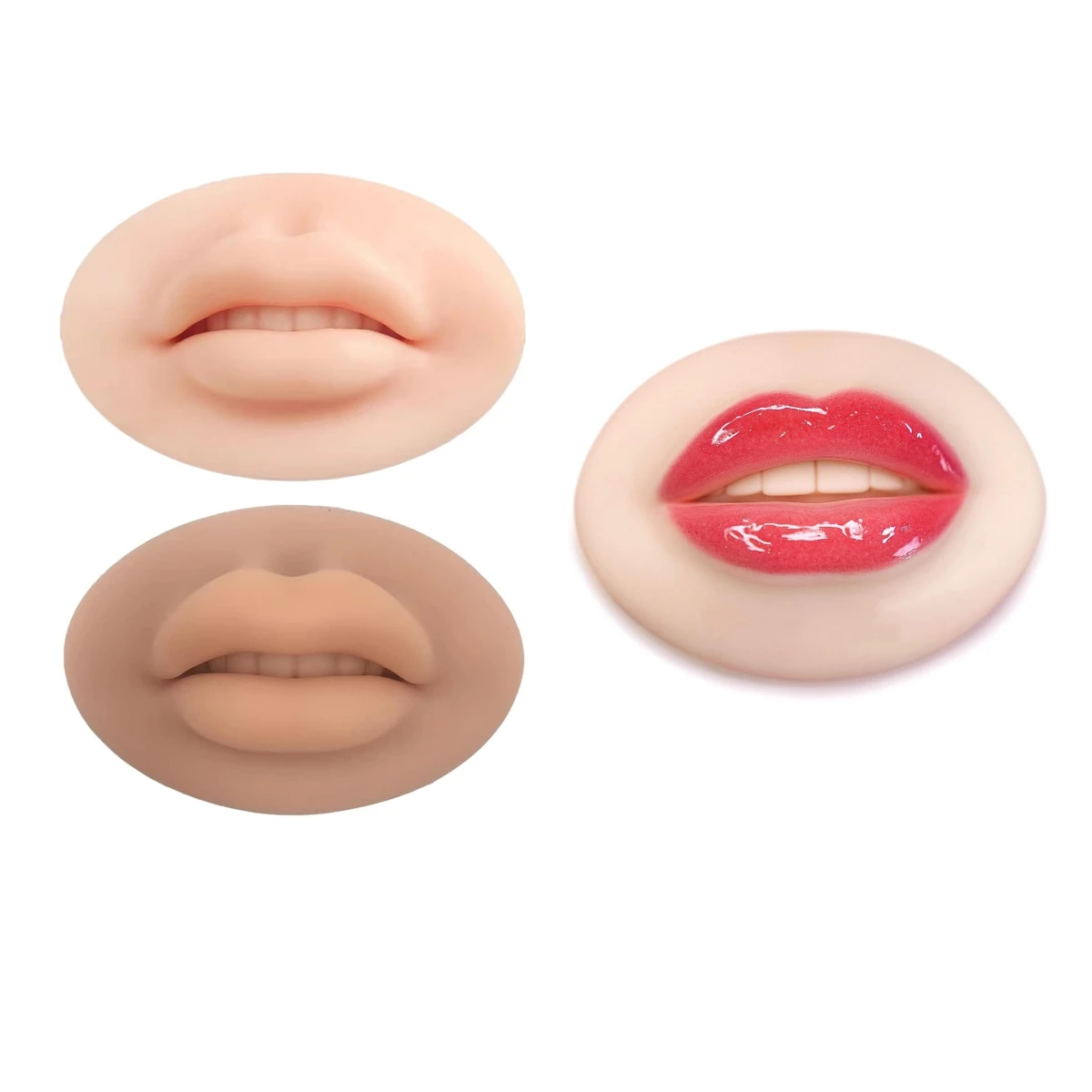 3D Silicone Fake Lips for Makeup Practice Tattoo Practice Skins Training Model 3 Colors Microblading Practice Supplies