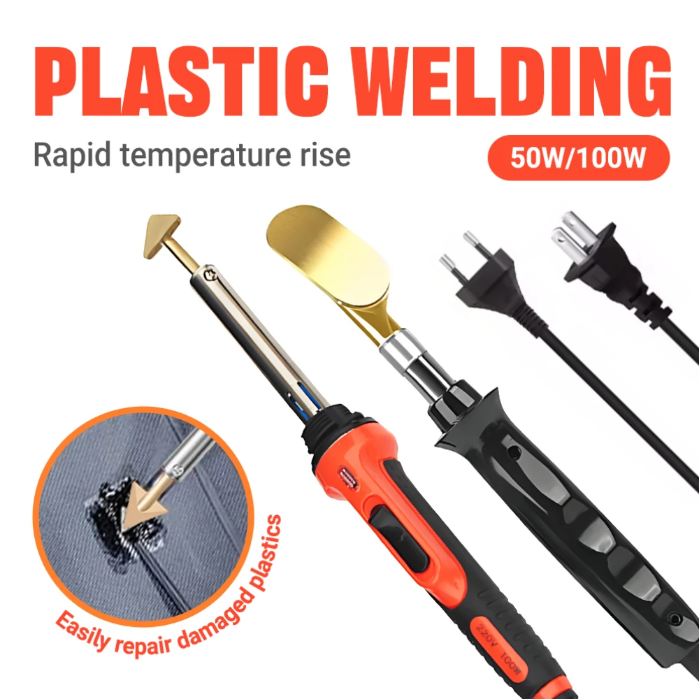 Professional 50W/100W Plastic Welding Kit with Temperature Adjustable Car Bumper Repair Soldering Iron with PP/PE/ABS/PVC Solder