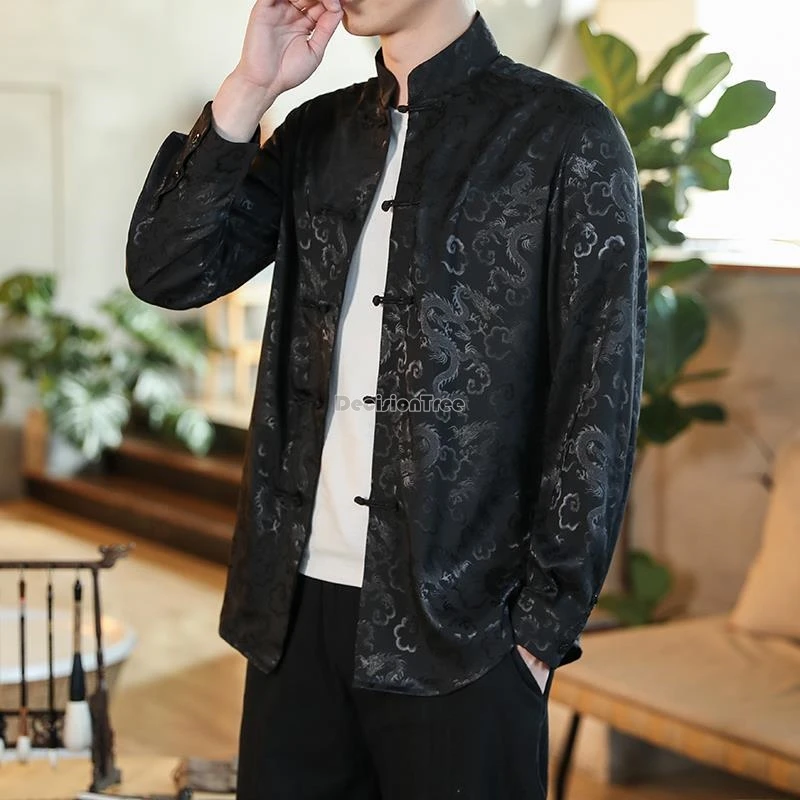 قميص شيونغسام بأزرار على الطراز الوطني الصيني المحسن لعام 2025 بلوزة بدلة تانغ فضفاضة بأكمام طويلة وياقة واقفة