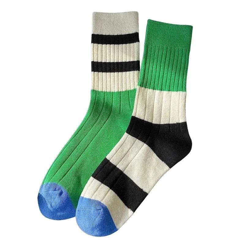 Retro Women\'s Socks Korean Style New Novelty Cotton Casual Mixed-Color Japanese Fashion AB Socks Comfort Striped Socks For Girls