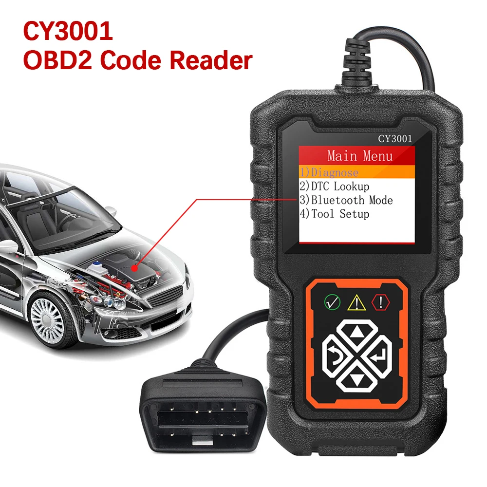 

EOBD OBD 2 Scanner Digital Display Car Diagnostic Tools Fault Code Clear OBD2 Code Reader CY3001 Engine Battery O2 Sensor