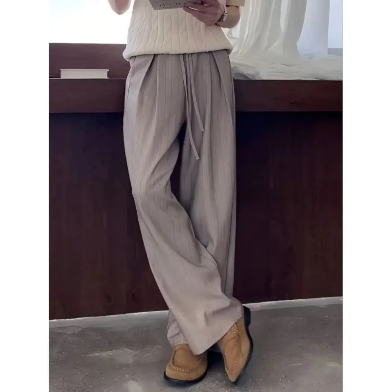 

Мужские полосатые брюки в американском стиле ретро в стиле Old Money, свободные драпированные широкие повседневные брюки