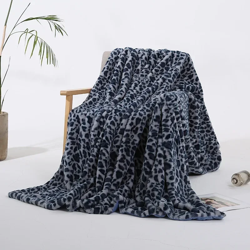 Coffee Leopard Print Baby Blanket Rabbit Fur Crystal Velvet Sofa Cover Blanket Fast Shipping Small Blanket Dropship Nap-Blanket