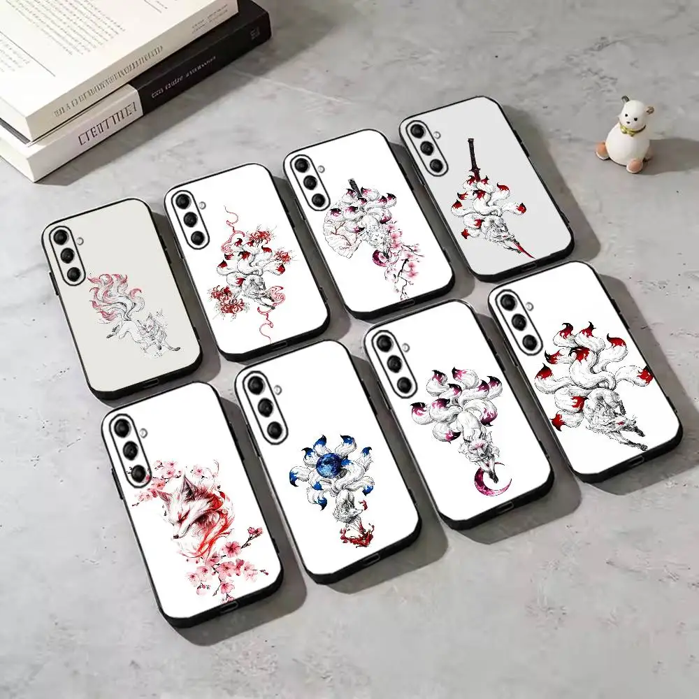 Nine Tailed Fox Laser Phone Case For Samsung Galaxy A73,A72,A71,A70,A53,A52,A51,Others Soft Black Cover