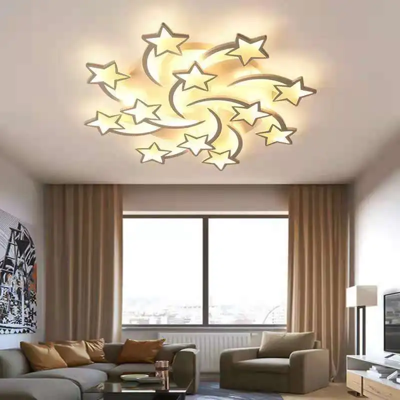 

IRALAN Led Chandelier Star Ceiling Chandelier Remote Control Pendant Lights Girl Boy Bedroom Study Ceiling Lamp Home Wall Decor