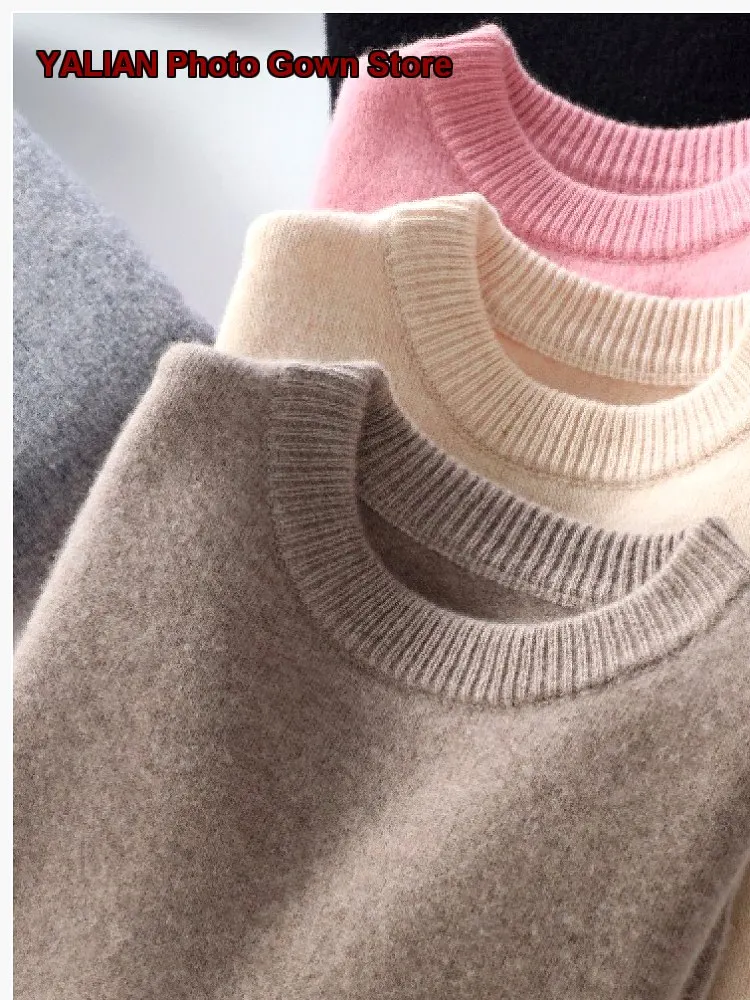 Girls Boys Pullover Sweater Kids Autumn Winter Cashmere Knit Round Neck Solid Color Thickened Infant