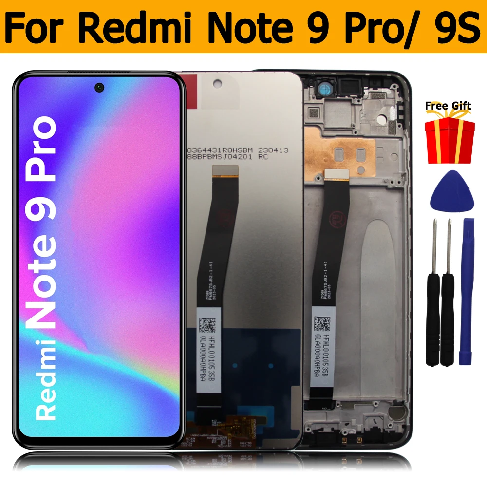 Display for Xiaomi Redmi Note 9 Pro LCD M2003J6B2G Touch Screen Digitizer Assembly Replacement for Redmi Note 9S M2003J6A1G LCD